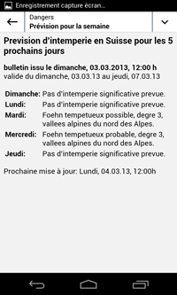 Prévision des dangers pour la semaine