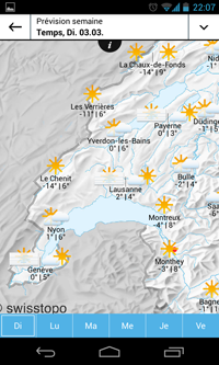 Prévisions par carte pour les cinq prochains jours